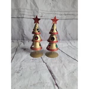 Vintage Metal Golden Glitter Bell Christmas Tree Star Figure 8 In Decor READ